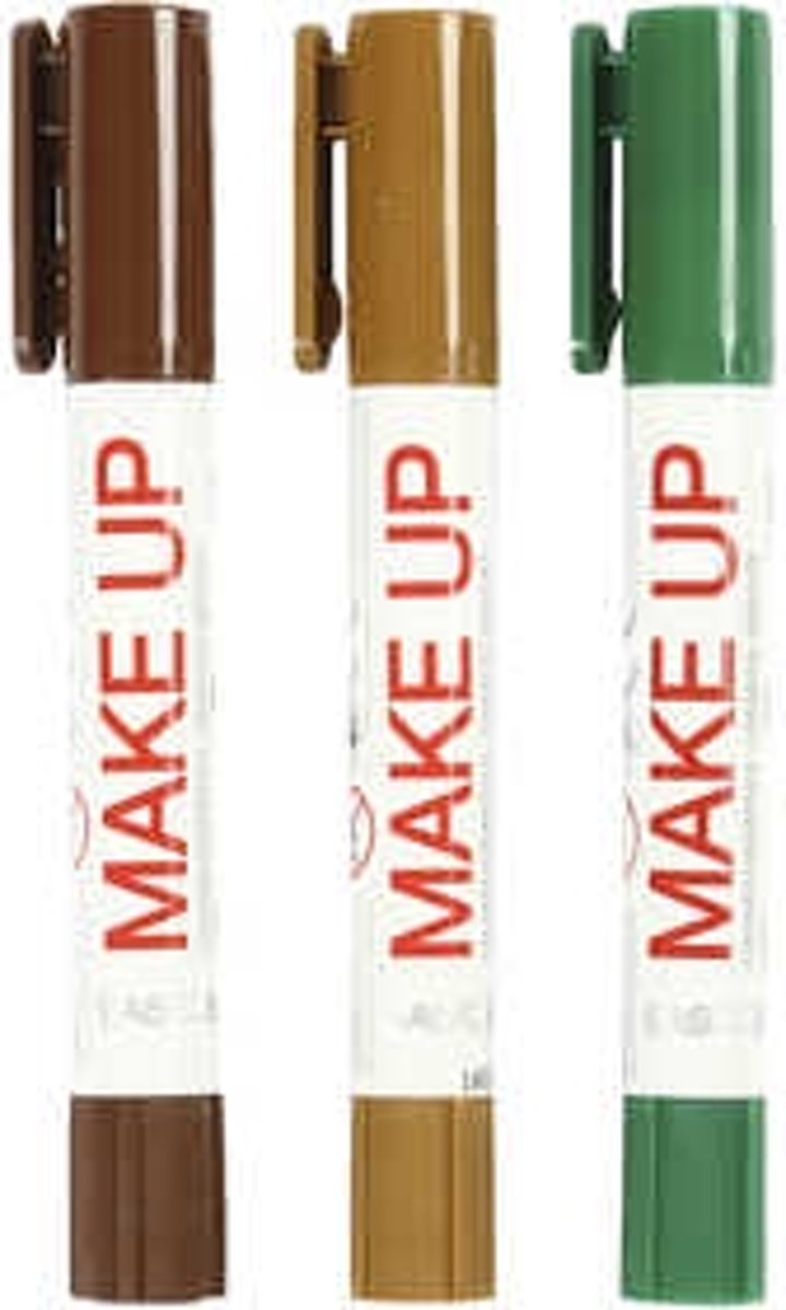 Playcolor Make up, lichtbruin, donkerbruin, groen, camouflage, 3x5gr [HOB-76302]